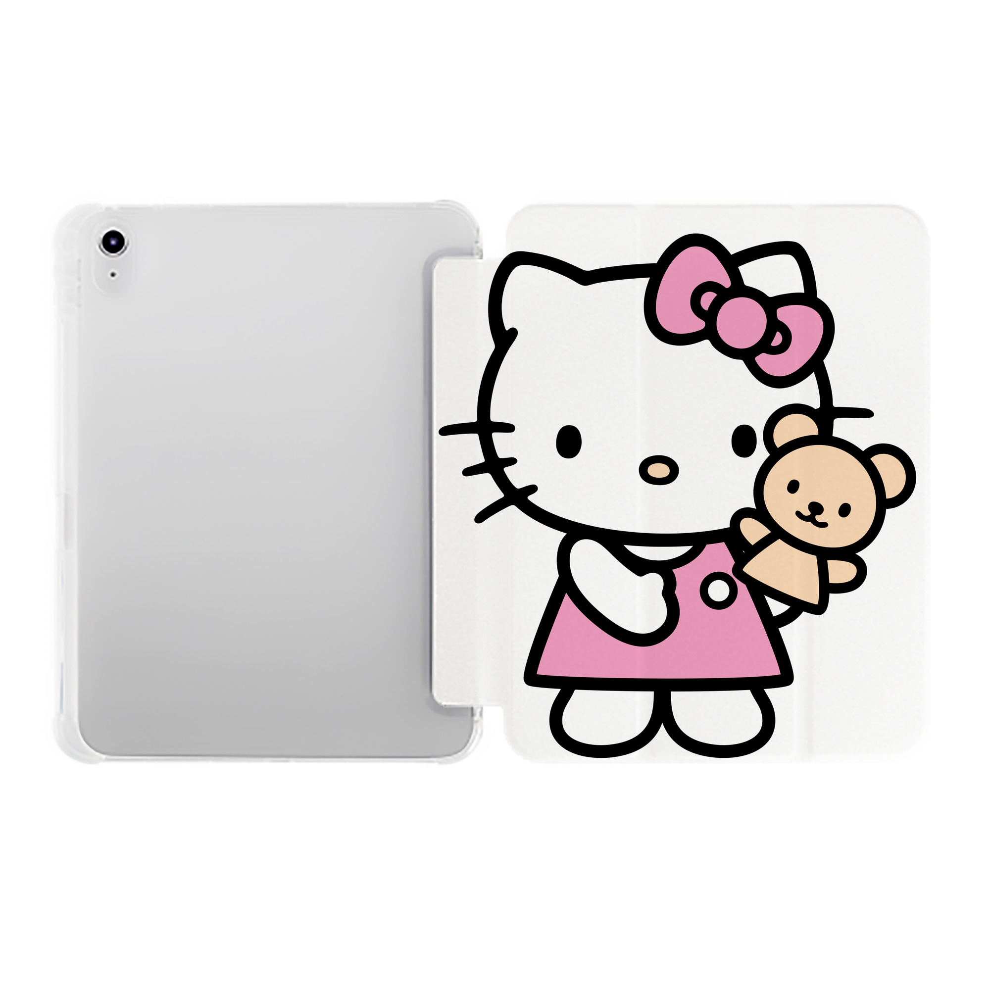 （画像用） Hello Kitty ハローキティ IPad ケース ペン収納付き 三つ折りスタンド PUレザー×シリコン 対応機種9.5/10.5/10.9インチ